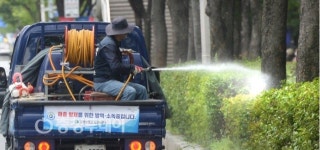 대전 서구 둔산대로, 지금은 방역소독중