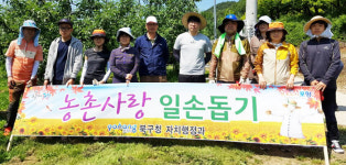 포항 북구청 직원들 기북면 과수농가 일손 도와