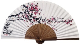 부채 위에 수묵담채로 피워낸 문인화