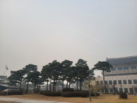 산불로 인한 연기 도청 앞마당 까지 퍼져