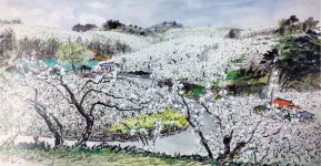 한국화로 재탄생한 봄 풍경