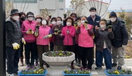 고성군종합사회복지관 공공실버주택 봄꽃 식재