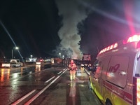 남해고속도 순천 방향 4중 추돌·화재