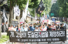 끝없는 개식용 논쟁··· ‘격돌’ 개‧고양이 도살금지법 촉구 국민대집회