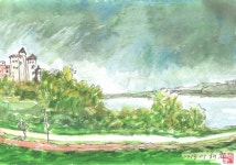 [이해균의 스케치여행] 저수지가 보이는 풍경, 보통리에서