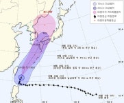 &lt;오늘 날씨&gt; 전국 구름 많고 가끔 비(23일)…제15호 태풍 고니 이동경로는?