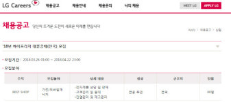 2018년 LG공채 실시, 하이프라자 대졸공채 22일 마감