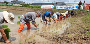진주에서 2019 통일쌀 모내기 행사 열렸다.