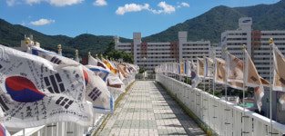 부산 북구 만덕1동, 만덕대로 육교에 옛 태극기 게양