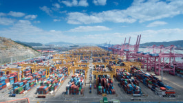 부산신항 터미널 한때 전산 장애 컨테이너 하역 차질