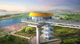 부산 최장 보행교 ‘금빛노을 브릿지’, 즐길거리는 망원경 2대 의자 3개뿐