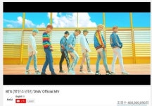 방탄소년단 DNA 뮤직비디오, 유튜브 4억뷰 돌파