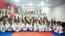 상파울루 태권도 사범들 2018 코치 세미나에 모여