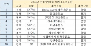 LPG충전소 판매량 톱10···SK가스 7곳 휩쓸어