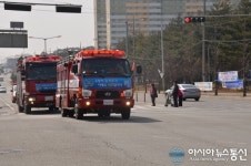 논산소방서, 대대적인 소방차 길 터주기 훈련 실시