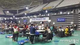 수원을, 수원무 선거구 개표중인 서수원칠보체육관