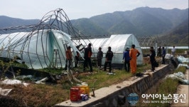 합천 적중면 의용소방대 강풍 피해 복구 구슬땀