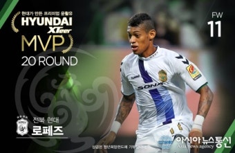 전북 로페즈, K리그 클래식 20R '현대엑스티어 MVP' 선정!
