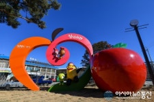 정선사과 대형 조형물 눈길