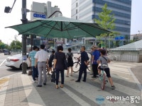인천시 서구,폭염대비 횡단보도 신호등 앞 그늘막 설치