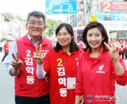 예천군수 후보 김학동-이미영-나경원 의원, 승리 확신 V