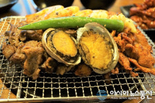 숯불 위 석쇠가 전복과 새우를 만나면, 의정부 맛집 강경불고기 프리미엄 세트