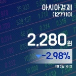 (국내주가정보) 2일 아시아경제주가 2,280원