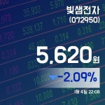 (국내주식시장주가) 4일 빛샘전자주가 5,620원