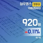 (장종리포트) 7일 마감 삼우엠스주가 920원으로 종료