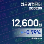 (주식종목) 8일 한글과컴퓨터주가 12,600원