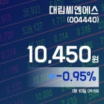 (국내주식시장현황) 10일 대림씨엔에스주가 10,450원