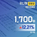 15일 마감보고 유니켐주가 1,700원으로 장 마감