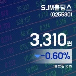 (국내주식시장현황) 25일 SJM홀딩스주가 3,315원