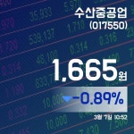 (종목상세정보) 7일 수산중공업거래가격 1,665원