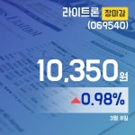 (장마감보고서) 8일 라이트론주가 10,350원으로 장 마감