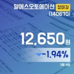 8일 마감보고 알에스오토메이션주가 12,650원 마감해
