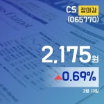 장종리포트 CS주가 2,175원으로 종료