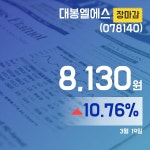 19일 마감보고 대봉엘에스주가 8,130원으로 종료