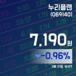 (종목상세정보) 21일 누리플랜증시현황 7,190원