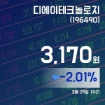 (장중시세) 29일 디에이테크놀로지거래가격 3,170원