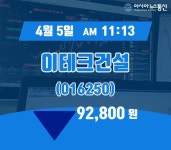 (주식실황) 5일 이테크건설현재가 92,800원