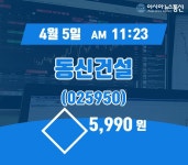 (증시보고) 5일 동신건설현재 주식 거래가격 5,990원