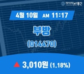 (국내주가정보) 10일 부방 거래가격 3,010원