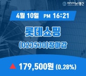 10일 롯데쇼핑 주가 179,500원 마감해