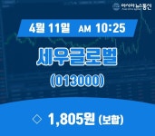 (주식실황) 11일 세우글로벌 주가 1,805원