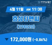 (장중시세) 11일 효성티앤씨 현재가격 172,000원