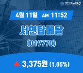 (증시현황) 11일 서연탑메탈 현재가 3,375원