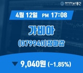 12일 마감보고 가비아 주가 9,040원으로 종료