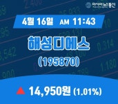 (증시보고) 16일 해성디에스 현재주가 14,950원
