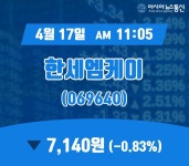 (국내주식시장주가) 17일 한세엠케이 현재가격 7,140원